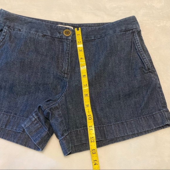 Ann Taylor LOFT Flat Front Dark Denim Jean Shorts 4 - Picture 9 of 14